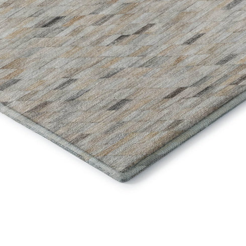 8' X 10' Linen Gray And Ivory Geometric Washable Area Rug With UV Protection
