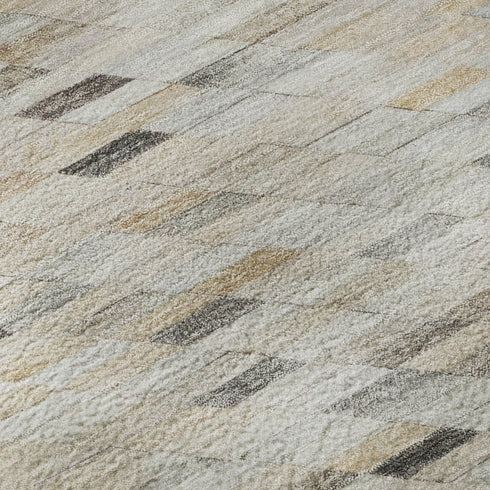 8' X 10' Linen Gray And Ivory Geometric Washable Area Rug With UV Protection