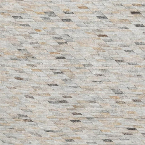 8' X 10' Linen Gray And Ivory Geometric Washable Area Rug With UV Protection