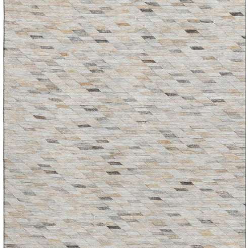 8' X 10' Linen Gray And Ivory Geometric Washable Area Rug With UV Protection