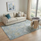 5' X 8' Blue Gold And Gray Mosaic Washable Area Rug With UV Protection
