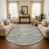 8' Pewter Gray And Wheat Mosaic Washable Round Rug With UV Protection