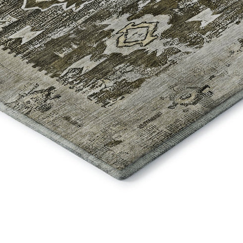 5' X 8' Brown Taupe And Beige Southwestern Washable Area Rug With UV Protection