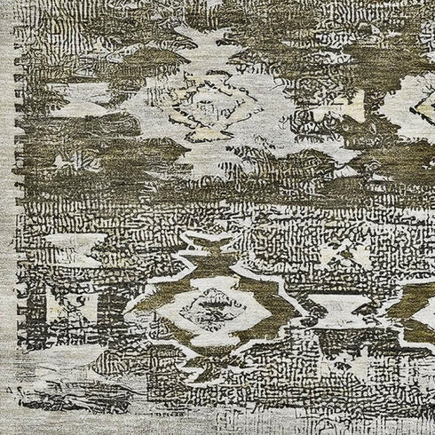 5' X 8' Brown Taupe And Beige Southwestern Washable Area Rug With UV Protection