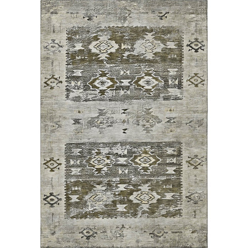8' X 10' Brown Taupe And Beige Southwestern Washable Area Rug With UV Protection