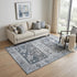 5' X 8' Blue Ivory And Gray Southwestern Washable Area Rug With UV Protection