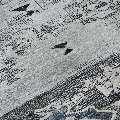 5' X 8' Blue Ivory And Gray Southwestern Washable Area Rug With UV Protection