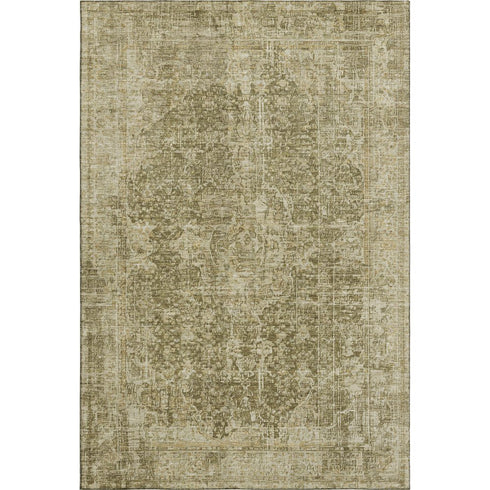 5' X 8' Brown And Beige Floral Medallion Washable Area Rug With UV Protection