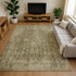 9' X 12' Brown And Beige Floral Medallion Washable Area Rug With UV Protection