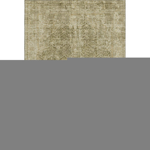 9' X 12' Brown And Beige Floral Medallion Washable Area Rug With UV Protection