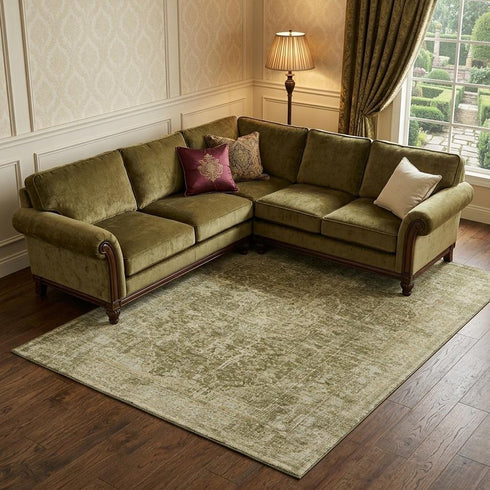 9' X 12' Brown And Beige Floral Medallion Washable Area Rug With UV Protection