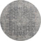 8' Charcoal Gray And Silver Floral Medallion Washable Round Rug With UV Protection