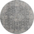8' Charcoal Gray And Silver Floral Medallion Washable Round Rug With UV Protection