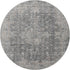 8' Charcoal Gray And Silver Floral Medallion Washable Round Rug With UV Protection