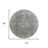 8' Charcoal Gray And Silver Floral Medallion Washable Round Rug With UV Protection