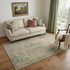 5' X 8' Green Teal And Orange Floral Washable Area Rug With UV Protection