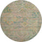 8' Green Teal And Orange Floral Washable Round Rug With UV Protection