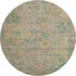 8' Green Teal And Orange Floral Washable Round Rug With UV Protection