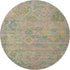 8' Green Teal And Orange Floral Washable Round Rug With UV Protection