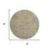 8' Green Teal And Orange Floral Washable Round Rug With UV Protection
