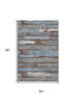 5' X 8' Chocolate Blue And Gray Striped Washable Area Rug With UV Protection