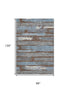 8' X 10' Chocolate Blue And Gray Striped Washable Area Rug With UV Protection