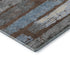 8' X 10' Chocolate Blue And Gray Striped Washable Area Rug With UV Protection