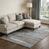 8' X 10' Chocolate Blue And Gray Striped Washable Area Rug With UV Protection