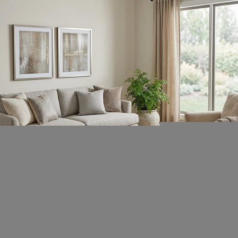 8' Linen Gray And Ivory Striped Washable Round Rug With UV Protection