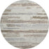 8' Linen Gray And Ivory Striped Washable Round Rug With UV Protection