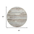 8' Linen Gray And Ivory Striped Washable Round Rug With UV Protection