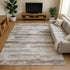 8' X 10' Linen Gray And Ivory Striped Washable Area Rug With UV Protection