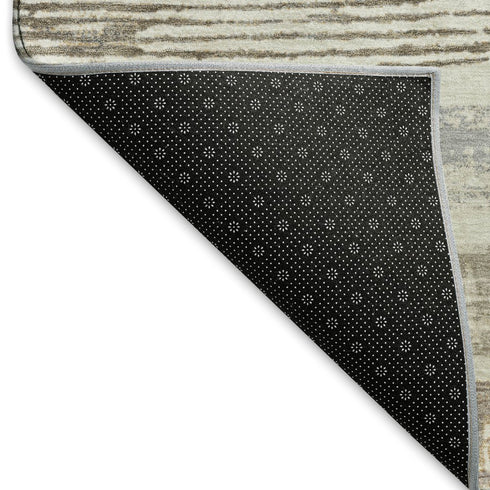 8' X 10' Linen Gray And Ivory Striped Washable Area Rug With UV Protection