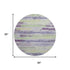 8' Lavender Green And Ivory Striped Washable Round Rug With UV Protection