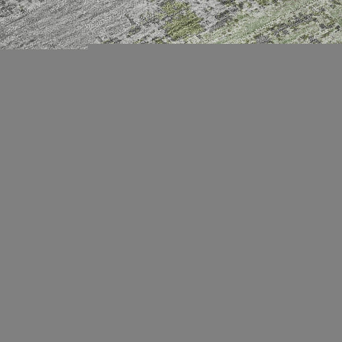 8' Olive Green Gray And Silver Striped Washable Round Rug With UV Protection