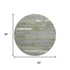 8' Olive Green Gray And Silver Striped Washable Round Rug With UV Protection