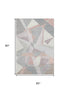 5' X 8' Blush Ivory And Gray Geometric Washable Area Rug With UV Protection