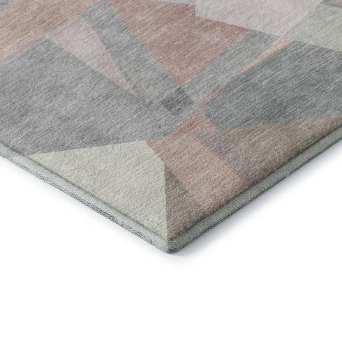 5' X 8' Blush Ivory And Gray Geometric Washable Area Rug With UV Protection
