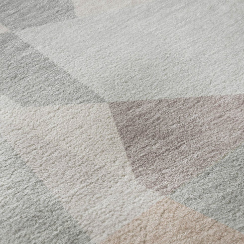 5' X 8' Blush Ivory And Gray Geometric Washable Area Rug With UV Protection