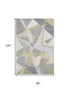 8' X 10' Pewter Ivory And Wheat Geometric Washable Area Rug With UV Protection