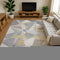 9' X 12' Pewter Ivory And Wheat Geometric Washable Area Rug With UV Protection