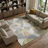 9' X 12' Pewter Ivory And Wheat Geometric Washable Area Rug With UV Protection