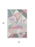 5' X 8' Pale Aqua Blush And Sage Geometric Washable Area Rug With UV Protection