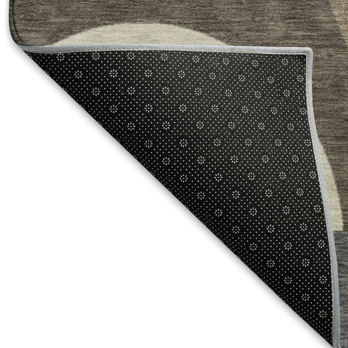 5' X 8' Brown Gray And Ivory Geometric Washable Area Rug With UV Protection