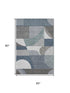 5' X 8' Gray Blue And Ivory Geometric Washable Area Rug With UV Protection