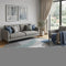 8' Gray Blue And Ivory Geometric Washable Round Rug With UV Protection