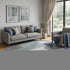 8' Gray Blue And Ivory Geometric Washable Round Rug With UV Protection