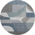 8' Gray Blue And Ivory Geometric Washable Round Rug With UV Protection