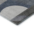 8' Gray Blue And Ivory Geometric Washable Round Rug With UV Protection