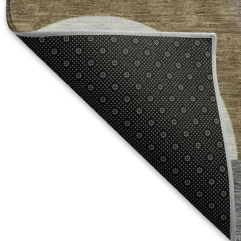 5' X 8' Coffee Mauve And Ivory Geometric Washable Area Rug With UV Protection